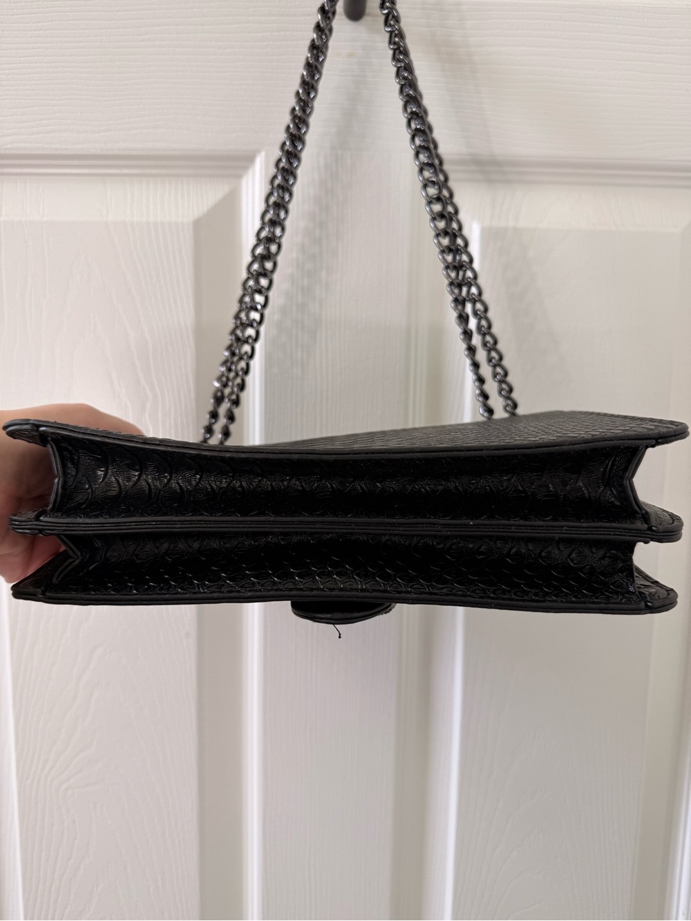 Black Textured Shoulder Bag with Decorative Metal Buckle NWOT - Picture 5 of 13